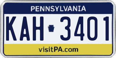 PA license plate KAH3401
