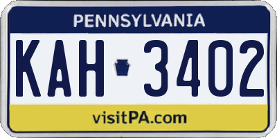 PA license plate KAH3402