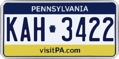 PA license plate KAH3422