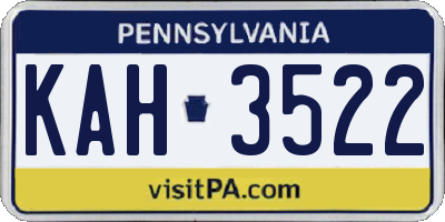 PA license plate KAH3522