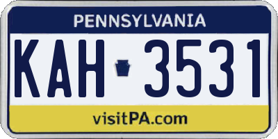 PA license plate KAH3531