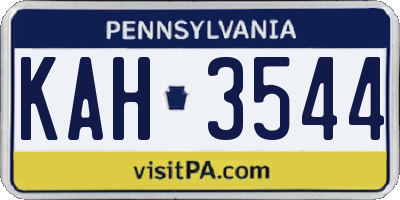 PA license plate KAH3544