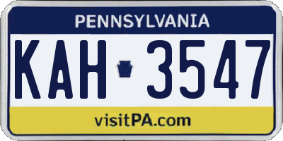 PA license plate KAH3547