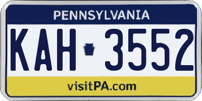 PA license plate KAH3552