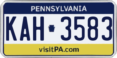PA license plate KAH3583