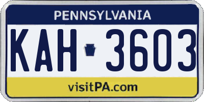 PA license plate KAH3603
