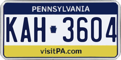 PA license plate KAH3604