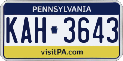 PA license plate KAH3643