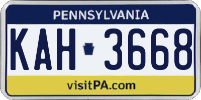 PA license plate KAH3668