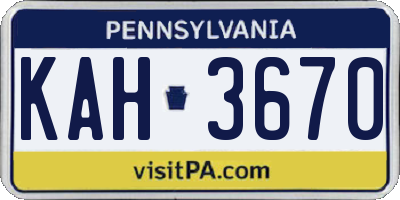 PA license plate KAH3670