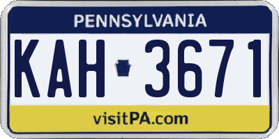 PA license plate KAH3671