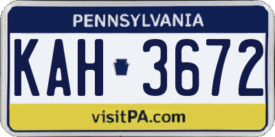 PA license plate KAH3672