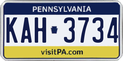 PA license plate KAH3734