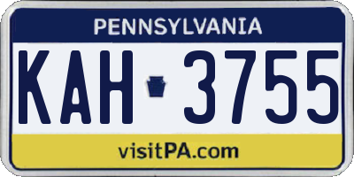 PA license plate KAH3755