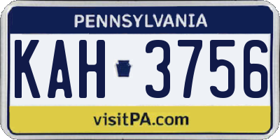 PA license plate KAH3756