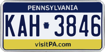 PA license plate KAH3846