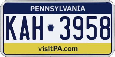 PA license plate KAH3958