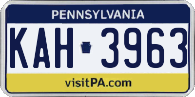 PA license plate KAH3963