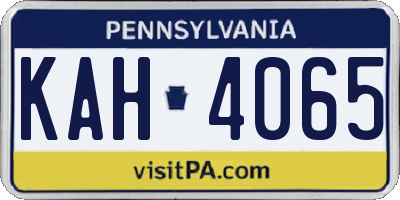 PA license plate KAH4065