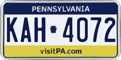 PA license plate KAH4072