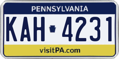 PA license plate KAH4231