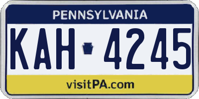 PA license plate KAH4245