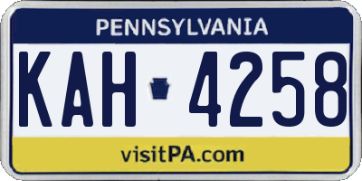 PA license plate KAH4258
