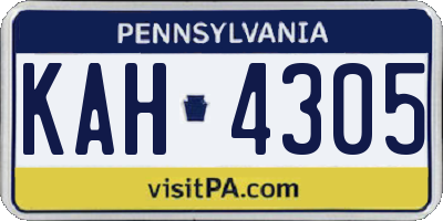 PA license plate KAH4305
