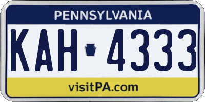 PA license plate KAH4333