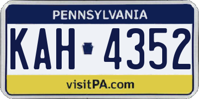PA license plate KAH4352