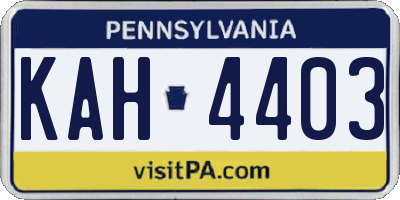 PA license plate KAH4403