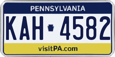 PA license plate KAH4582