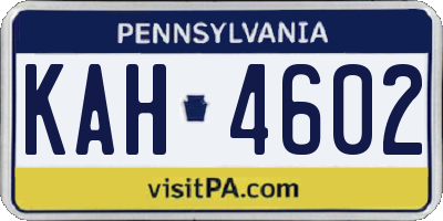 PA license plate KAH4602