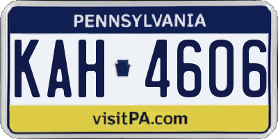 PA license plate KAH4606