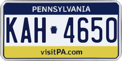 PA license plate KAH4650