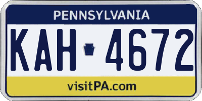PA license plate KAH4672