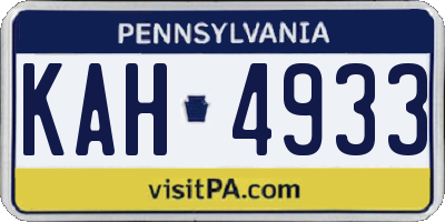 PA license plate KAH4933