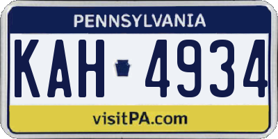 PA license plate KAH4934