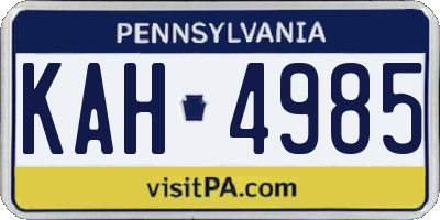 PA license plate KAH4985