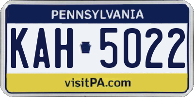 PA license plate KAH5022