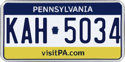 PA license plate KAH5034