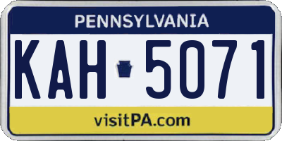 PA license plate KAH5071