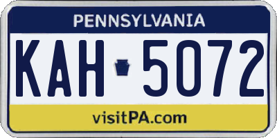 PA license plate KAH5072