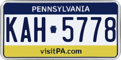 PA license plate KAH5778