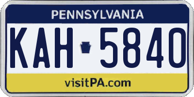 PA license plate KAH5840