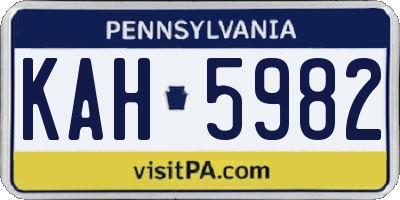 PA license plate KAH5982