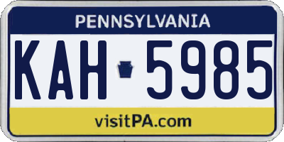 PA license plate KAH5985
