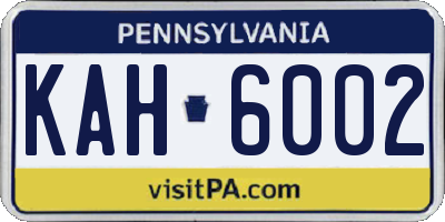 PA license plate KAH6002