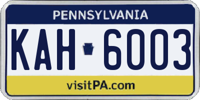 PA license plate KAH6003