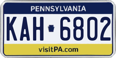PA license plate KAH6802